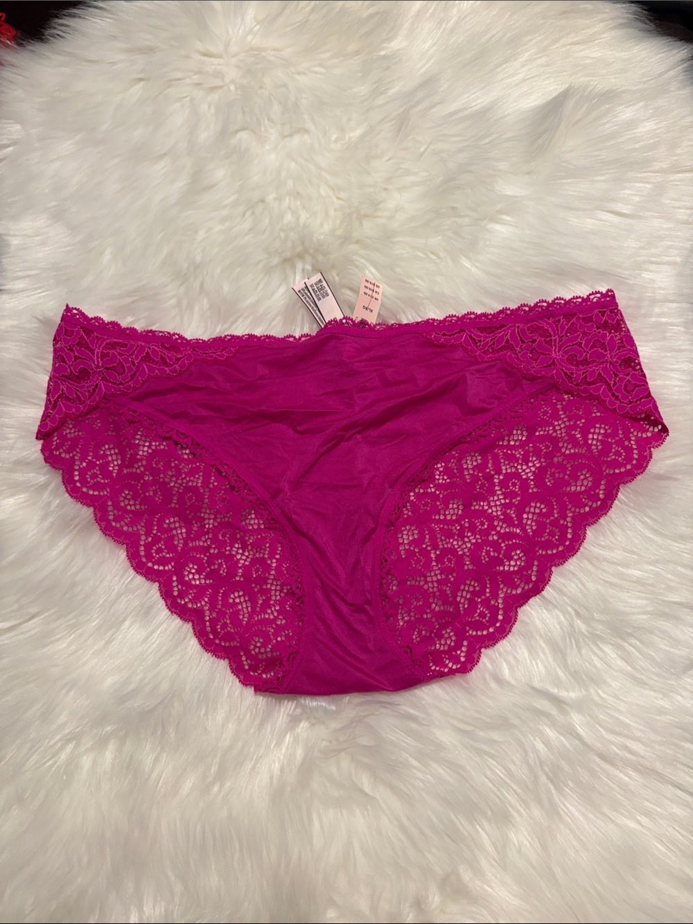 NWT Victoria’s Secret body by Victoria bikini lace hot pink panty XL